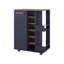 Chariot-bar H 32,3 po, 1 porte, 10 tablettes, bleu Alby / chêne naturel - salon