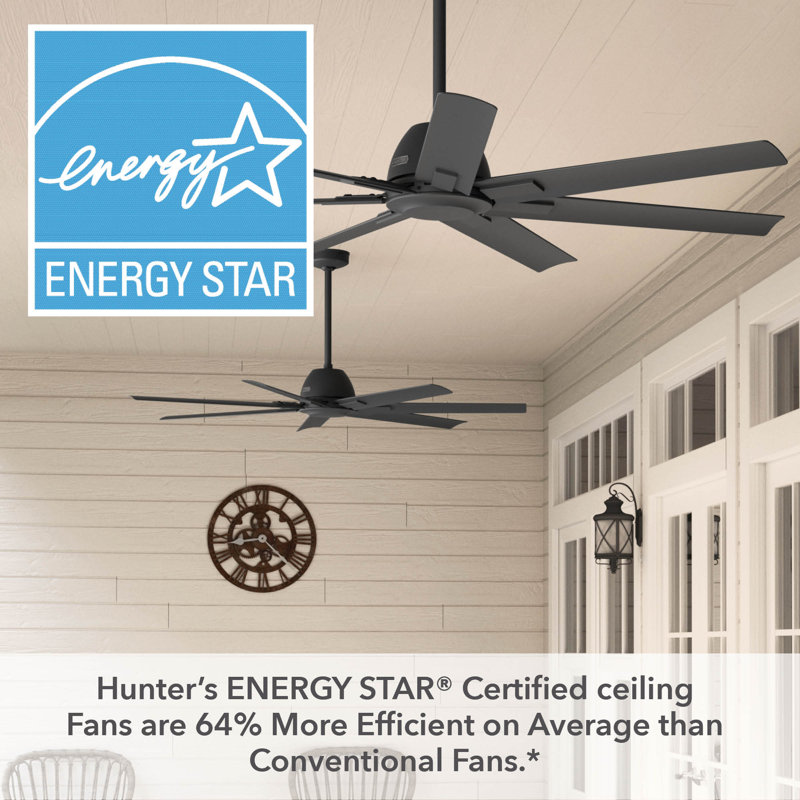 Downtown 60" 7 - Blade ENERGY STAR Outdoor / Indoor Industrial Ceiling Fan with Wall Control, Matte Black