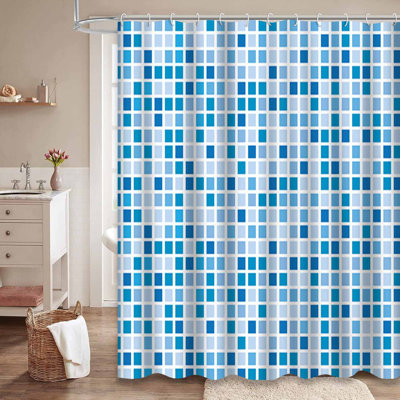 Rideau de douche abstrait à motifs abstraits avec 12 crochets
