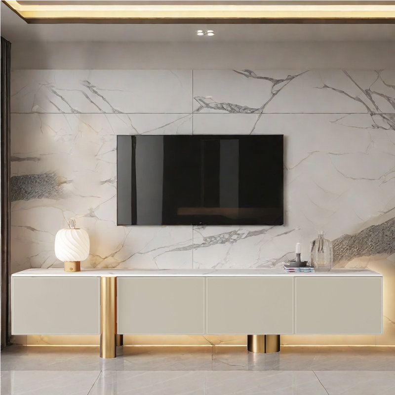 Meuble télé moderne et luxueux, 94.49", Beige