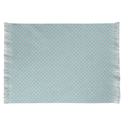 Tapis vert et mauve à motif géométrique ombré