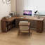 Bureaux en bois massif en L brun noisette-107466484-107466483