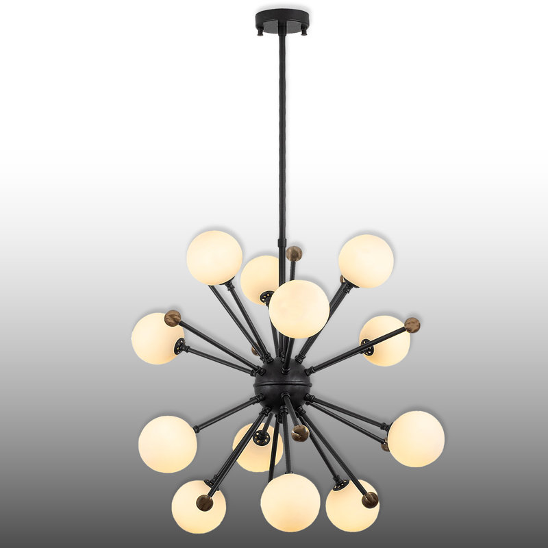 Lustre spoutnik 12 lumières, Noir / rétro
