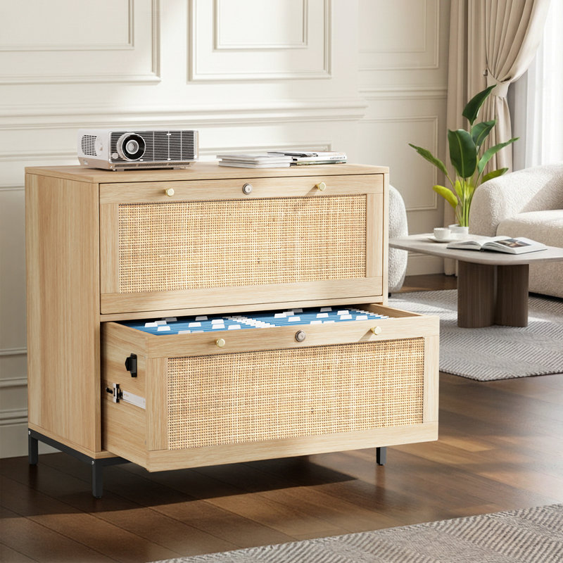 Classeur latéral à 2 tiroirs en bois d'ingénierie l 29,5 po Blasko, Beige