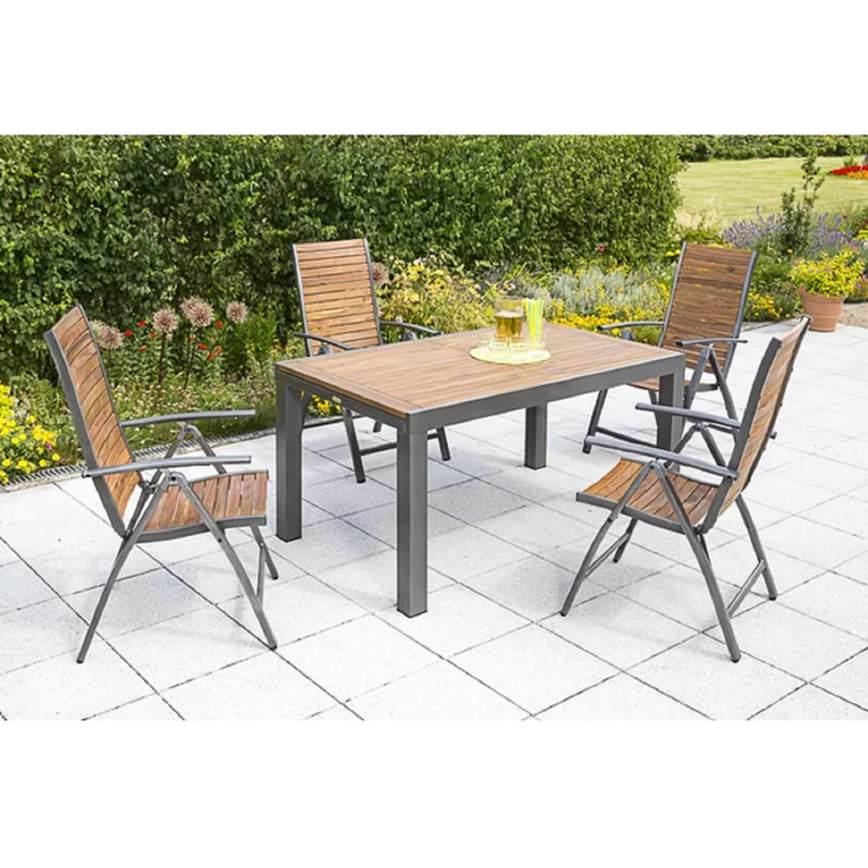 Colvard 4 - Person Acacia Wood Patio Dining Set with Rectangular Table
