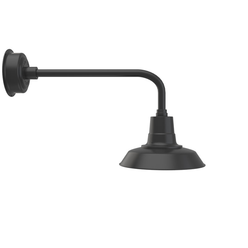 Luminaire de grange d’extérieur à del Haleigh, H 15,53 po x l 12 po x P 32,25 po, Noir mat