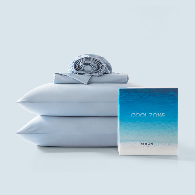 Sleep Zone Cooling Sheet Set, King Sheet Set with 2 Pillowcases, Blue