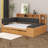 Full Size Wood Daybed With Trundle, Storage Shelves, Bench, Charging Station And Upholstered Headboard-797571173