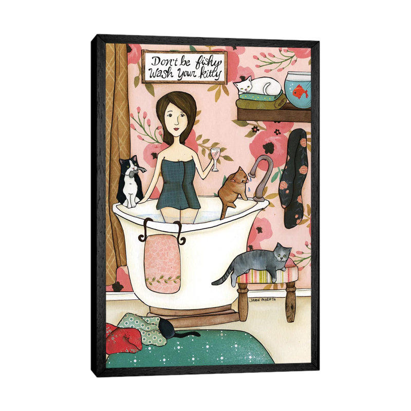 Don't Be Fishy by Jamie Morath - Print on Canvas, 101.6cm H x 66.04cm W x 3.81cm D, Black Floater Framed