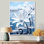 «Blue Field», art floral sur toile jade
