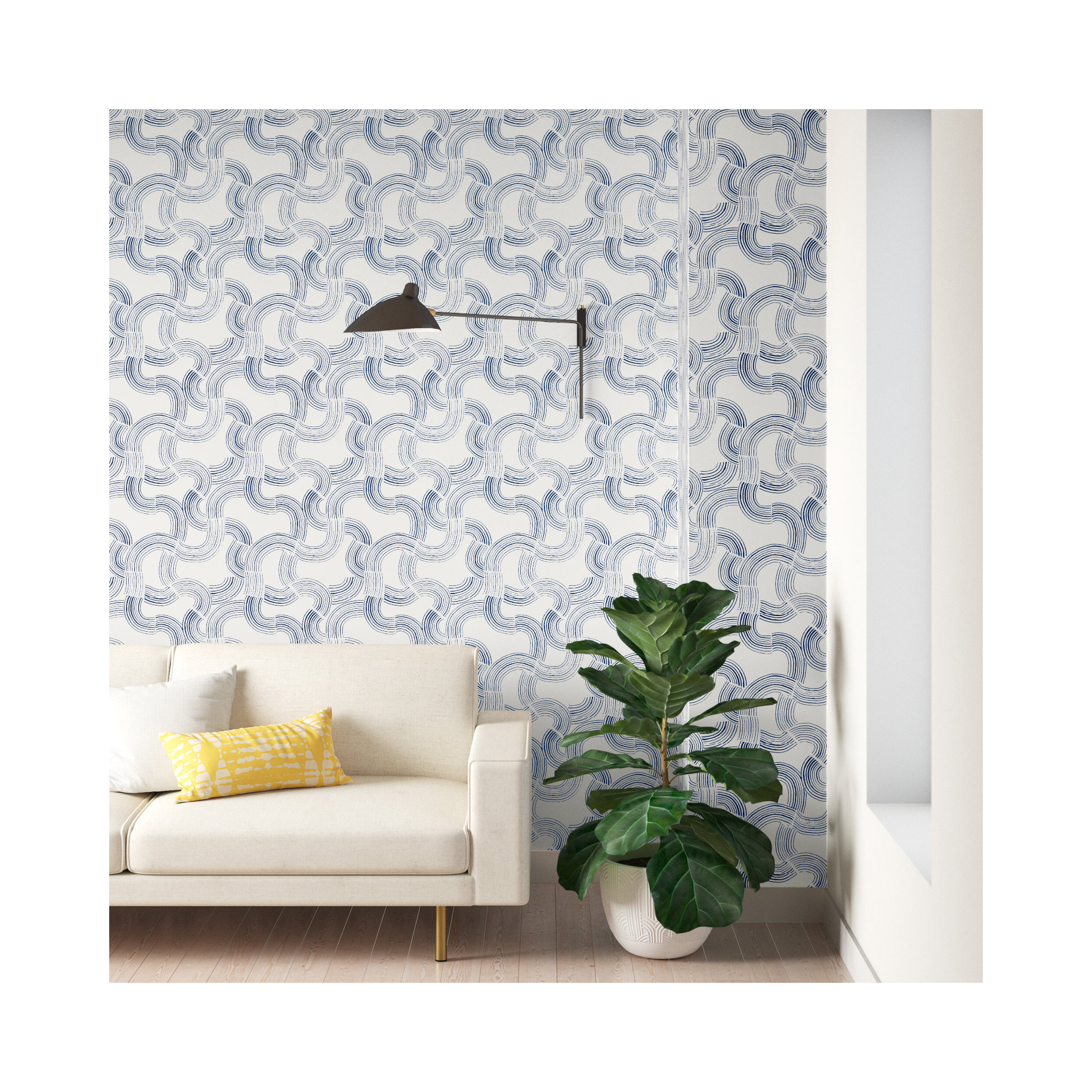 Diamond Mid-Century Peel & Stick Abstract Wallpaper, Noir