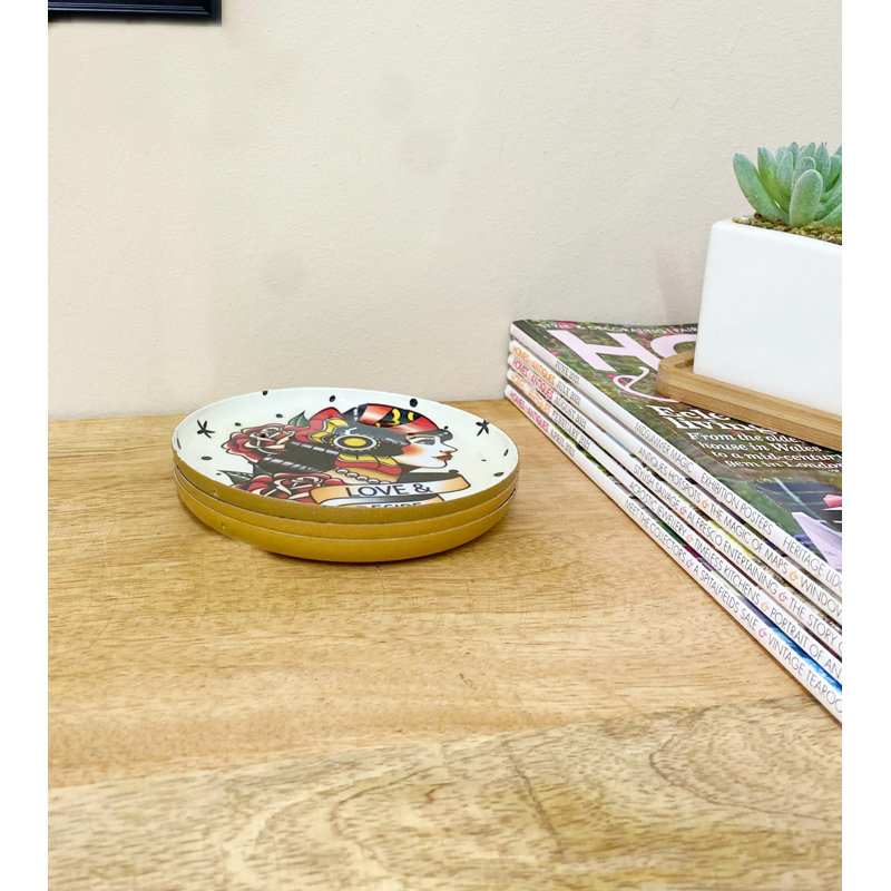 Metal Round 3 Piece Coaster Set