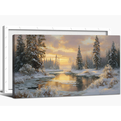 Grandes photos hivernales murales - Paysage de neige, scène d'hiver, art mural sur toile pour le salon, impressions d'arbres d'hiver pour la maison, cadre de peinture sur toile tendue, 30 po x 60 po