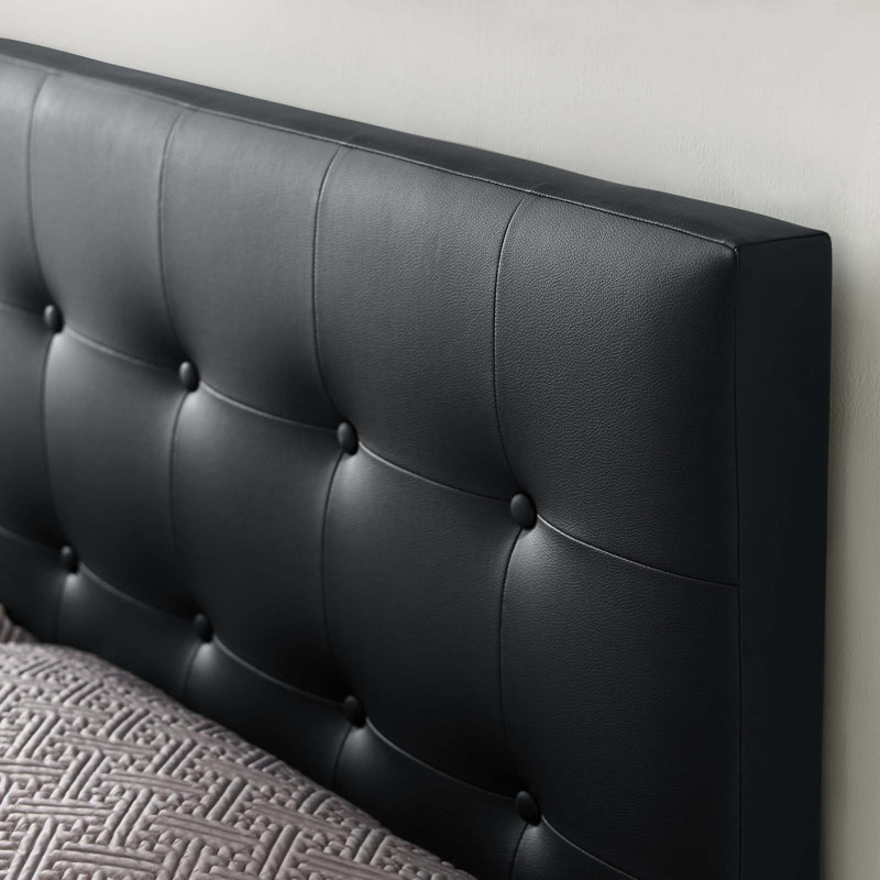 Modway Emily Upholstered Vinyl Headboard, Queen, Black