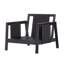 Fauteuil club d'extérieur, structure en bois d'acacia avec accents textilène noir, coussins blancs hydrofuges pour patio / cour arrière / terrasse
