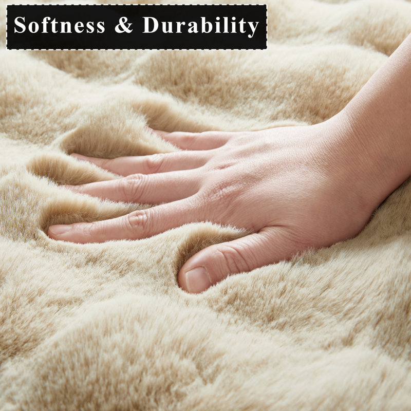 Modern Bubble Texture Faux Fur Rug , Beige, 120cm x 170cm