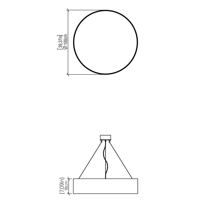 Cilíndrico 3 - Light Chandelier, American Walnut, 1