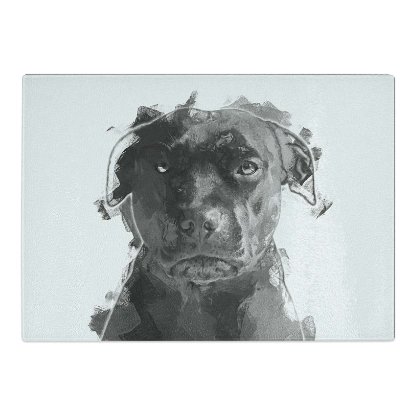 Tempered Glass Staffordshire Bull Terrier Dog Chopping Board, 28.5 cm W x 20 cm L