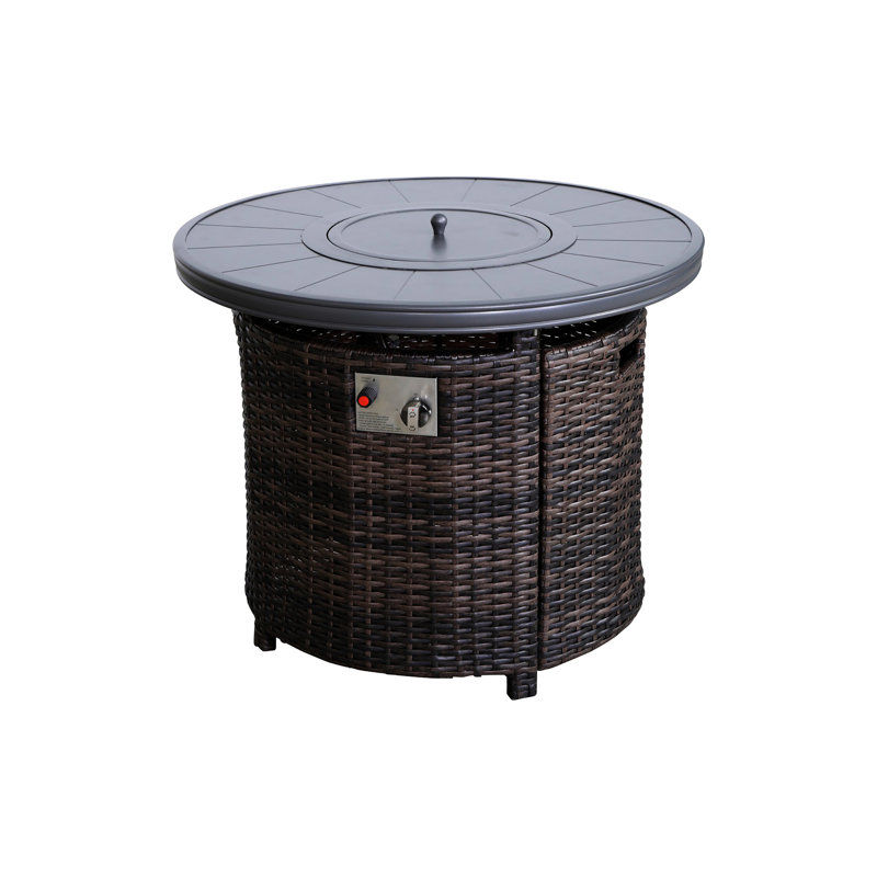 Table de foyer d'extérieur 55000 avec couvercle, aluminium, rouille, zone de combustion Matériau: acier inoxydable, aluminium de 25 po x 32 po H 32 po, antirouille, housse incluse,