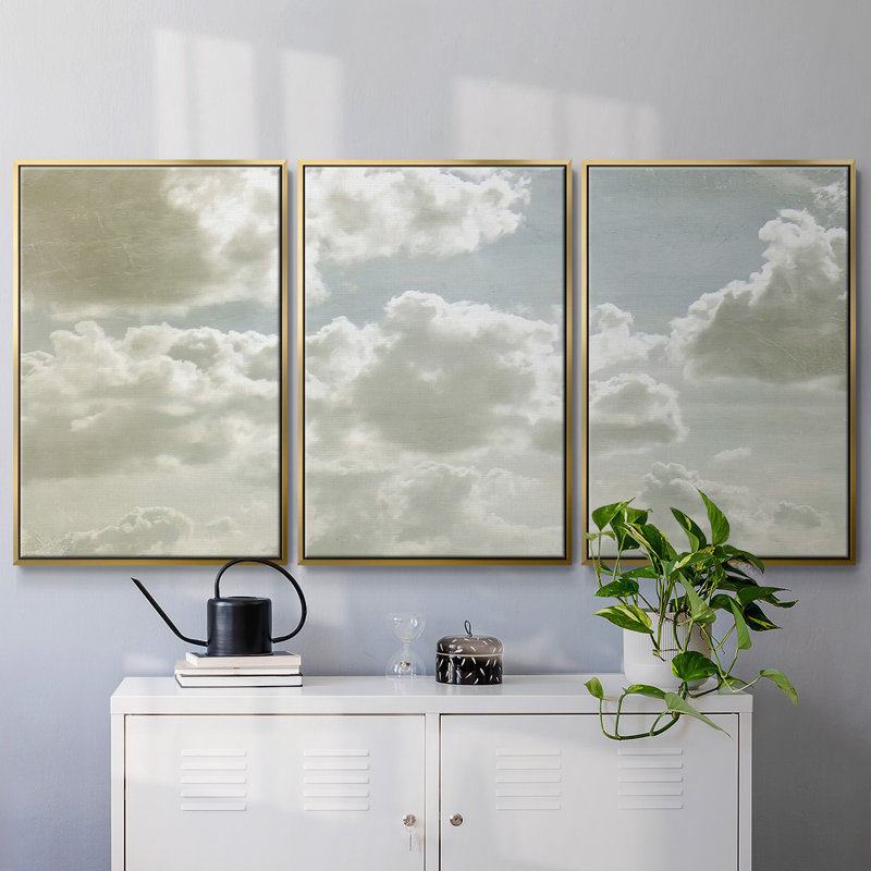Sky Scrapers IV - Toile encadrée multi-pièces, H 24 po x l 48 po x P 2 po, Or