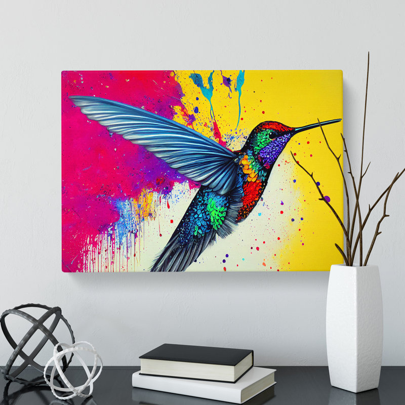 Modern Hummingbird Abstract - Wrapped Canvas, 50cm H x 76cm W x 3cm D