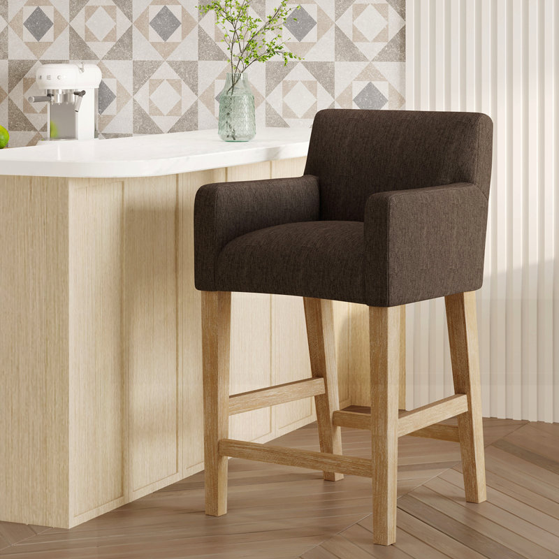 Tabouret de comptoir rembourré de 26 po, Brun, 1