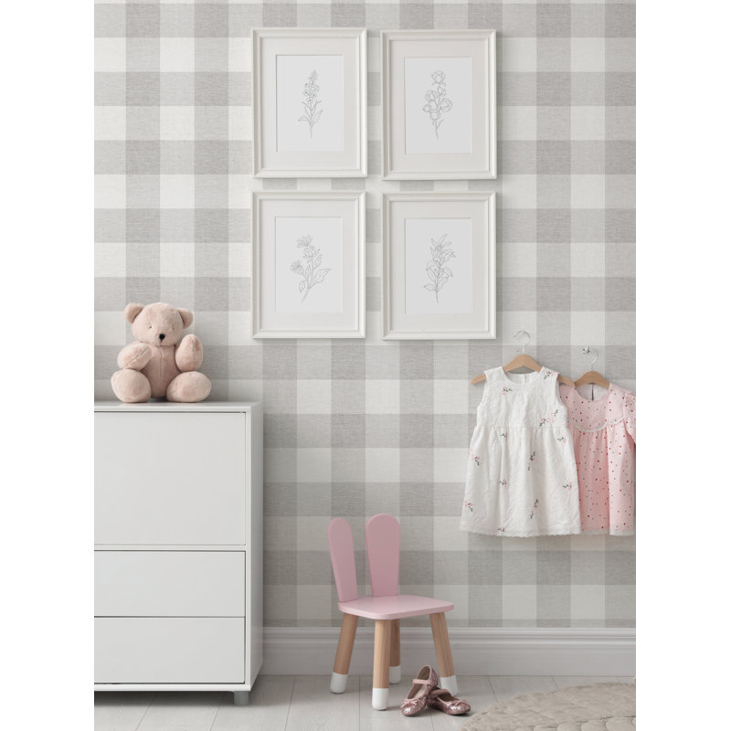 Panneau de papier peint à carreaux Martianna, L 2 pi x H 18 pi, Gris