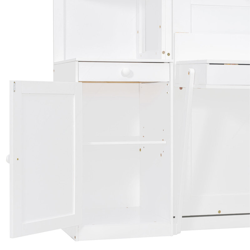 Lit escamotable avec bureau, tablettes et armoires de rangement, lit escamotable mural pour un bureau à domicile peu encombrant