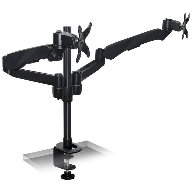 Mount-It Height Adjustable Full Motion Two Monitor Computer Desk Mount W/ Spring Arm, Quick Release