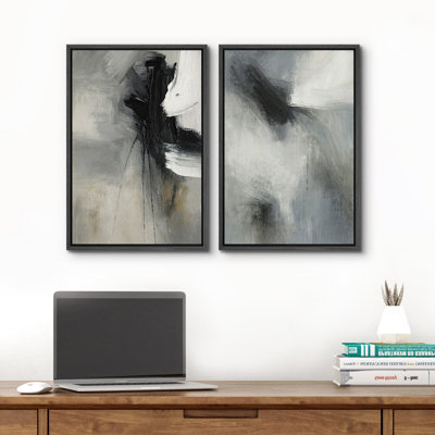 Art mural abstrait, ensemble de 2 reproductions d'art encadrées sur toile