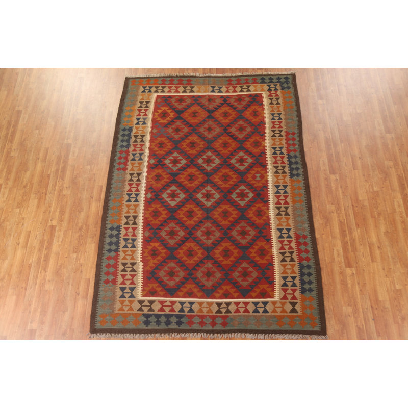 Tapis oriental réversible en laine Kilim 7 x 10