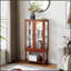 Vitrine lumineuse Curio Cabinet avec espace de rangement ouvert, pieds en bois massif pour une durabilité accrue et un attrait esthétique