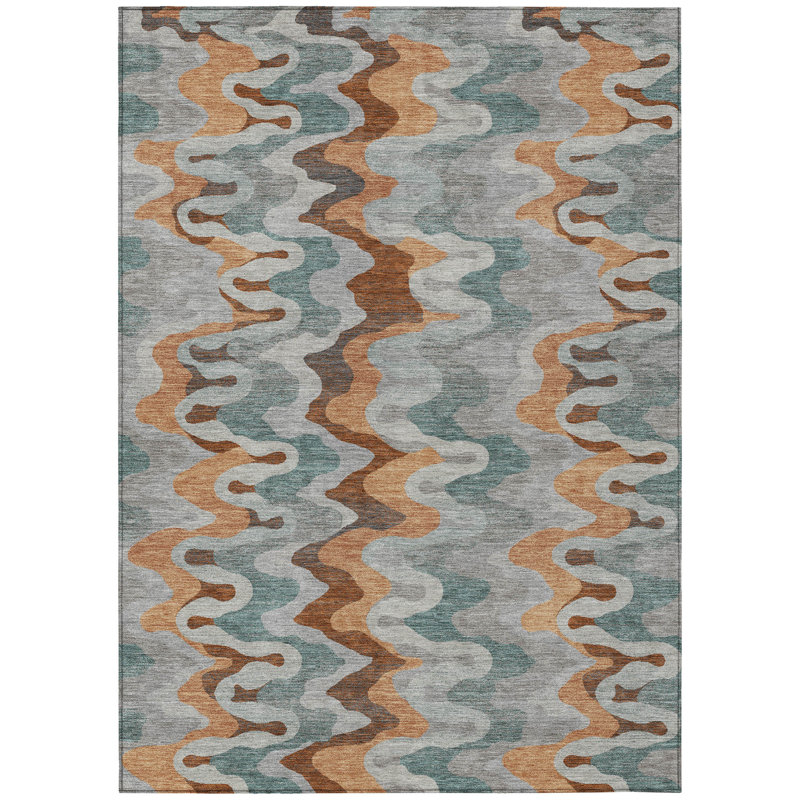 Machine Washable Indoor/Outdoor Chantille ACN2481 Abstract Rug, Silver, 2'6" x 3'10"