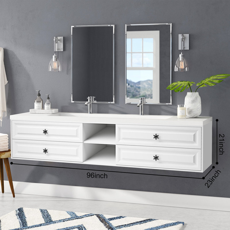 Base de meuble-lavabo double mural 96 po 96 po