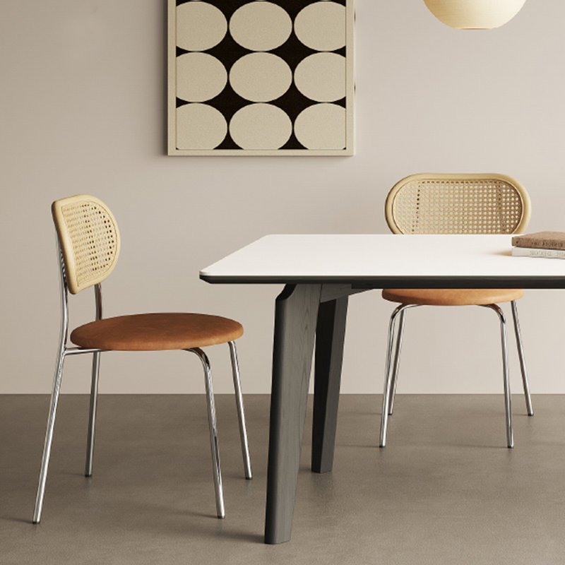Table de salle à manger en bois de frêne et chaises en acier inoxydable, H 29,52 po x L 70,86 po x l 35,43 po