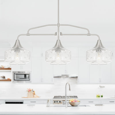 3-Light Brushed Nickel Island Pendant Lighting