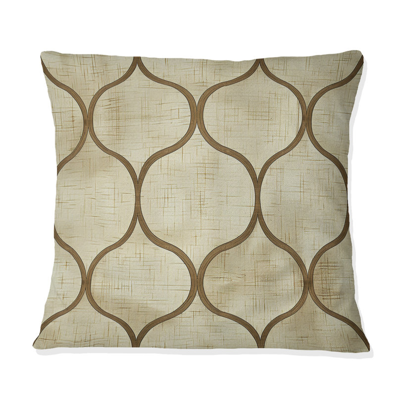 Coussin décoratif beige Mid-Century à treillis beige Mid-Century, H 16 po x l 16 po