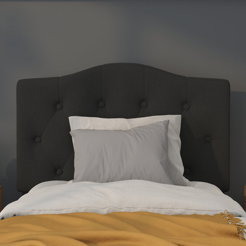 Ciriaca Arched Button Tufted Upholstered Headboard, Black, Twin