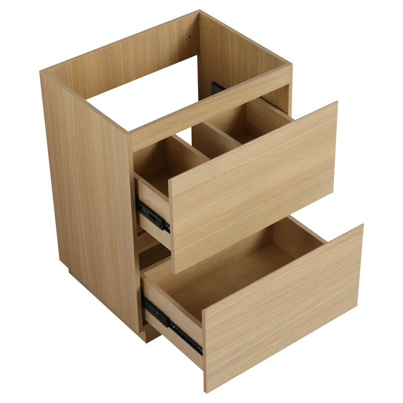 Meuble-lavabo autoportant de 24 po à deux tiroirs en bois d'ingénierie avec élément enchanteur