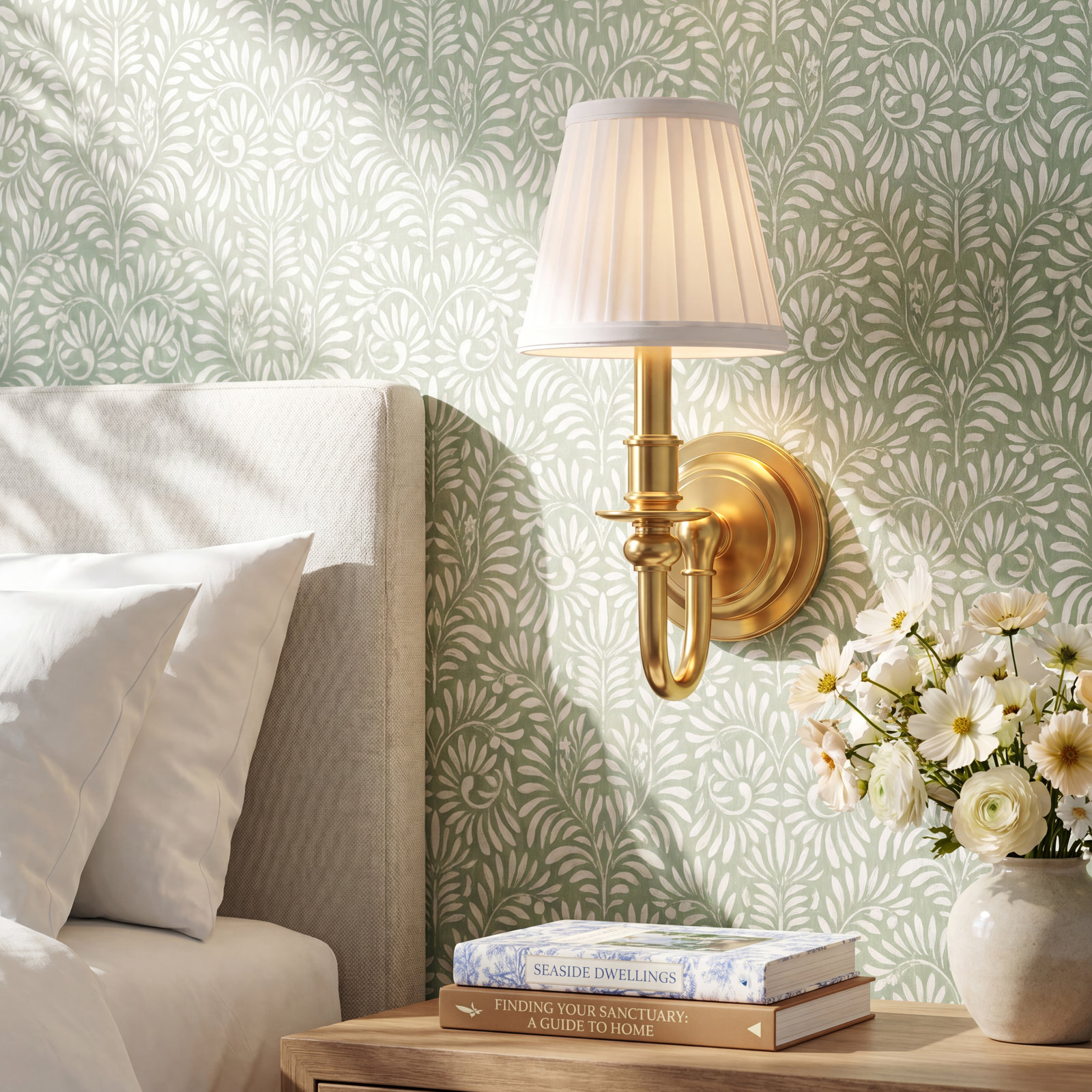 Lennon Single Light Armed Sconce, Aged Brass