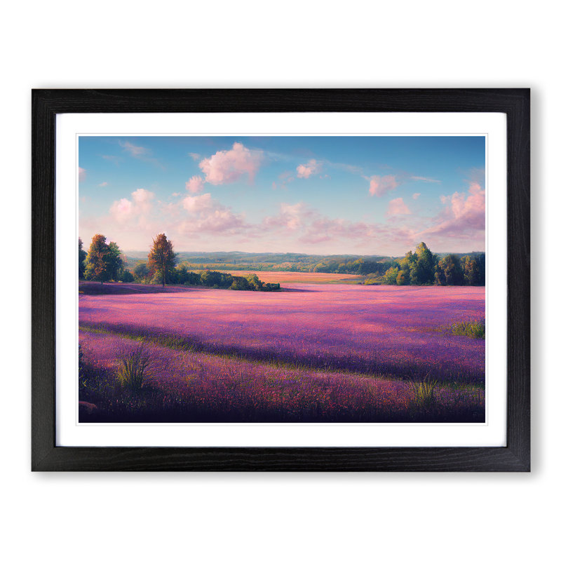 Mesmerising Bluebell Field - Single Picture Frame Print, 46cm H x 64cm W x 2cm D, Black Framed