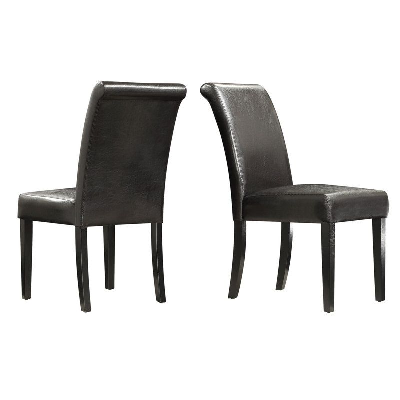 Alexa-Mae 20.5'' H Faux Leather Upholstered Parsons Chair, Dark Brown