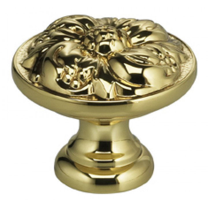 Ornate Mushroom Knob, Polished Brass, 1.63" H x 1.63" W x 1.25" D