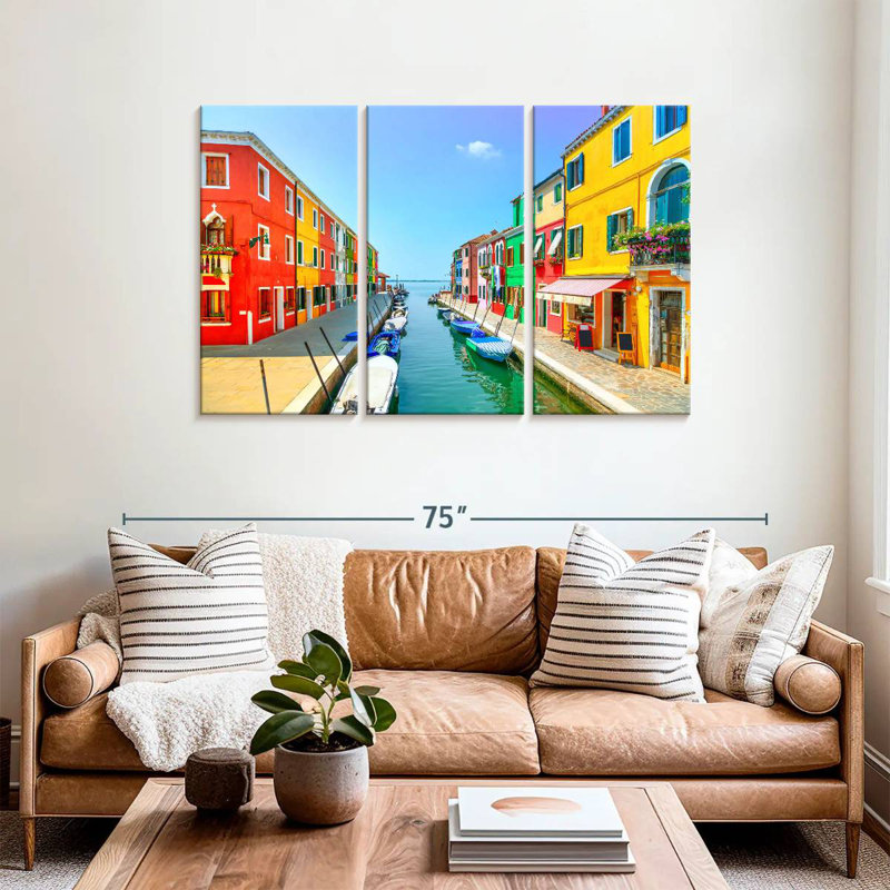 Maisons du canal de Sebbie Burano, H 36 po x l 57 po