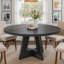 Table de salle à manger ronde de style campagnard pour 4 personnes, table de cuisine en bois noir avec piètement en croix pour salle à manger-1328462574