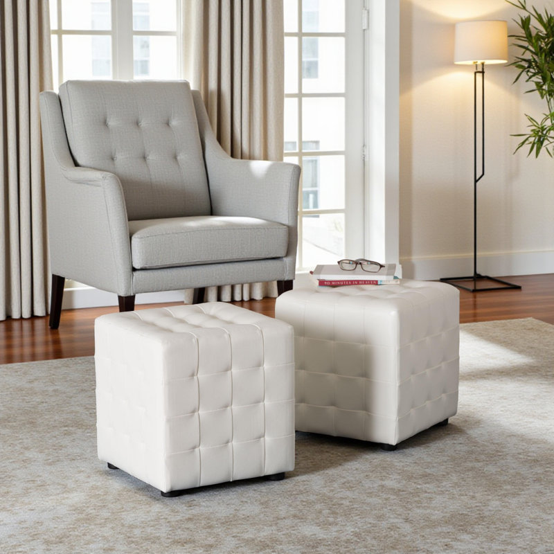 Repose-pieds Richardson, Similicuir blanc