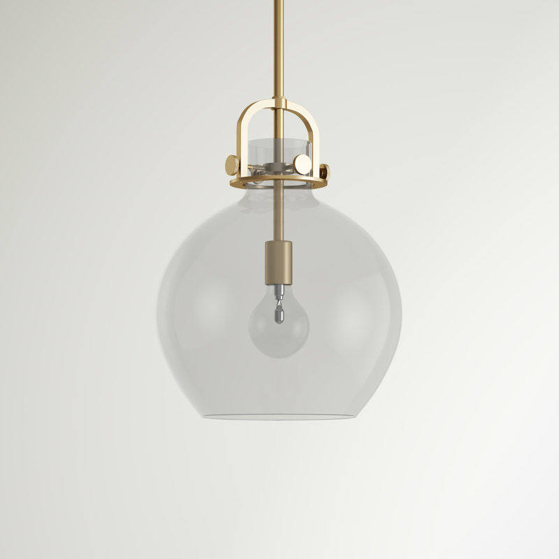 Luminaire suspendu sphère 1 lumière Borgen, Laiton brossé, H 13,38 po x l 10 po x P 10 po, Ampoule non incluse
