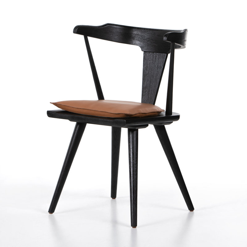 Ripley Dining Chair with Cushion, Black Oak, Whiskey Saddle