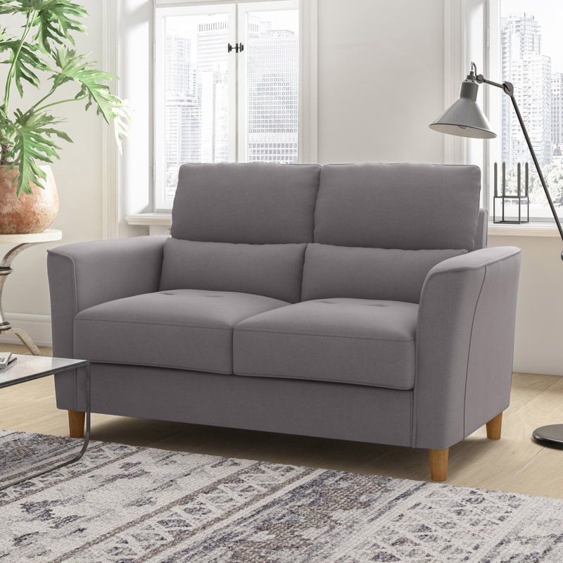 Causeuse à accoudoirs évasés 59 po Alennah, 100% polyester gris clair