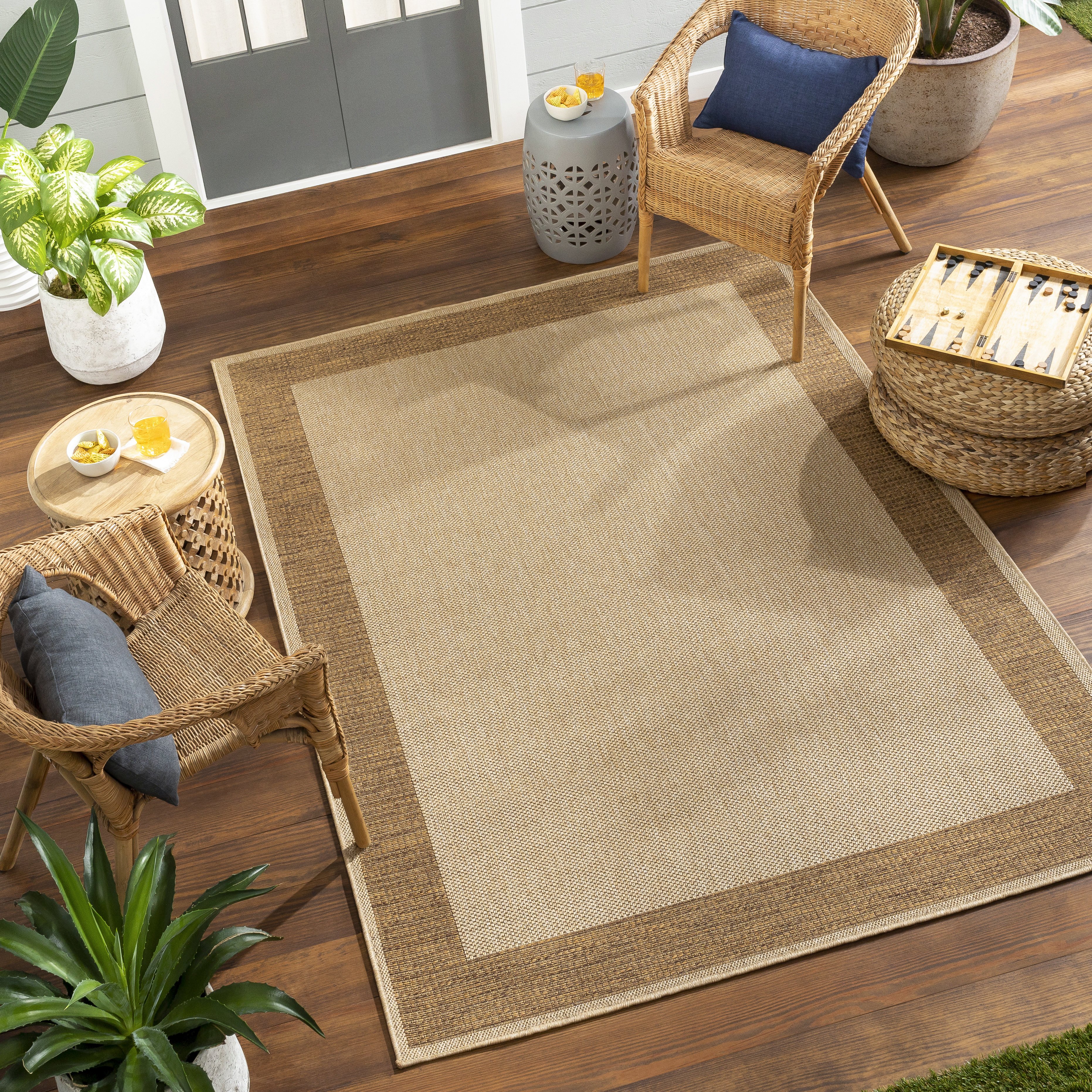 Wayfair Tan Rugs Ebern Designs Bouchaib Machine Woven / Power Loomed Tan Indoor/Outdoor ...